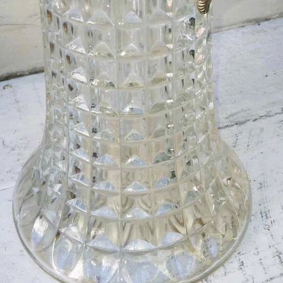 VTG Italian Diamond Point Crystal Decanter W/Silverplated Dog Head Spout/Han - Picture 6 of 11